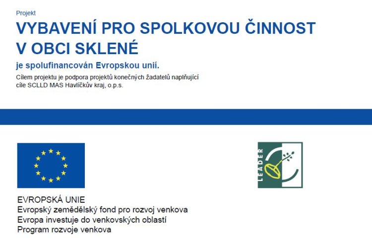 Realizace projektu „Vybavení pro spolkovou činnost v obci Sklené“